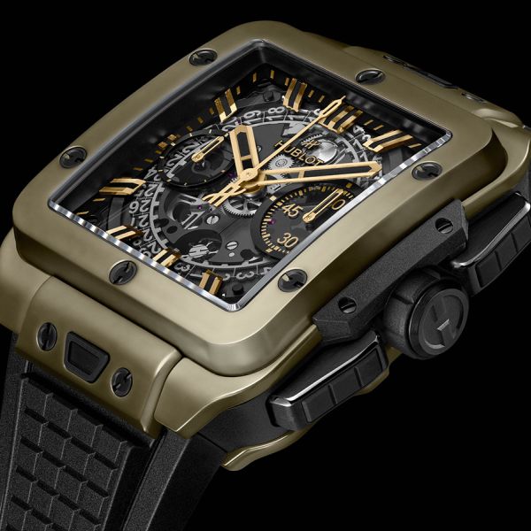 Представляем вашему вниманию новинку: часы Hublot Square Bang Unico Magic Gold в золотом исполнении.